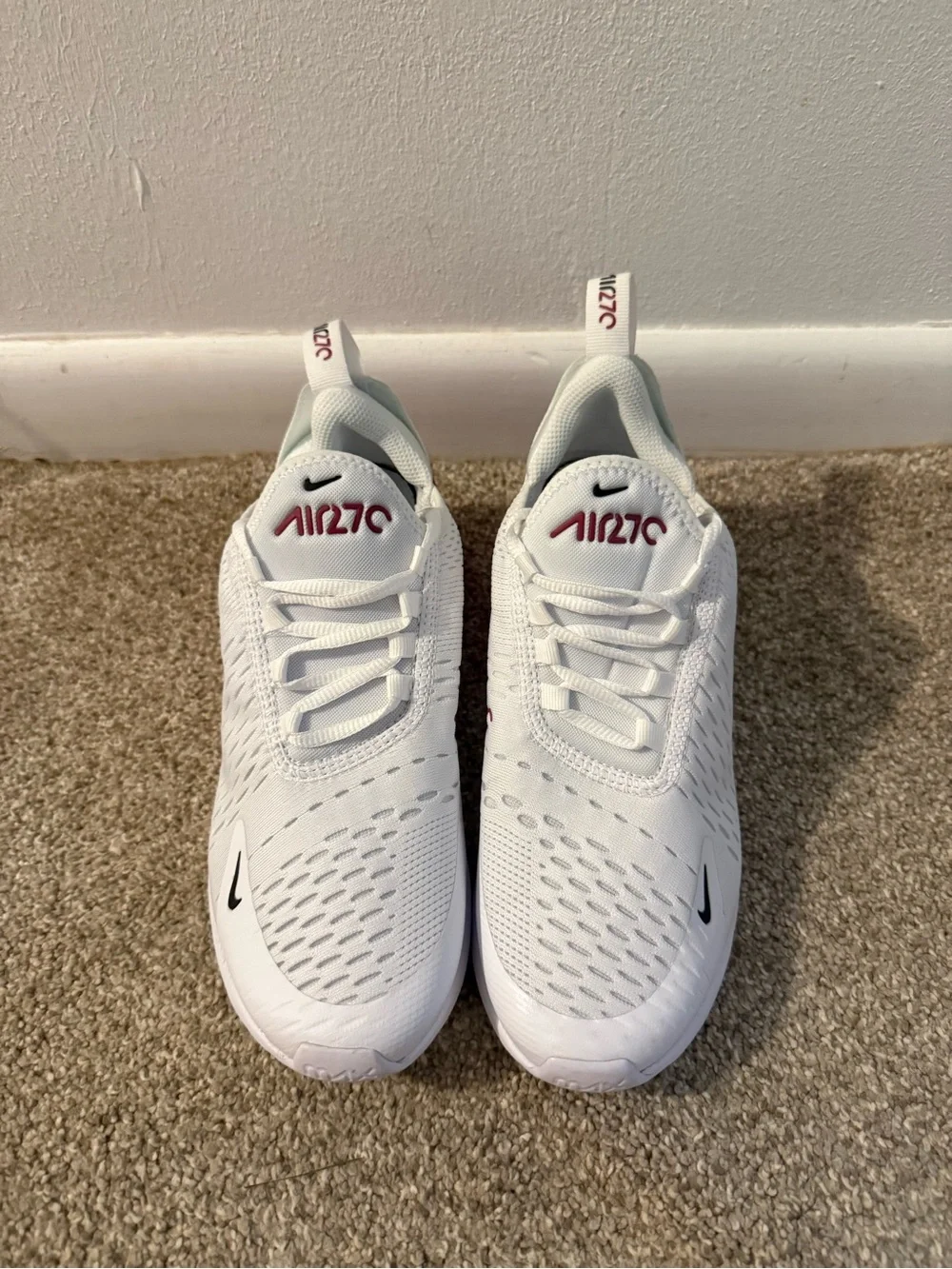Nike Kids' Air Max 270 White and Pink Casual Shoes